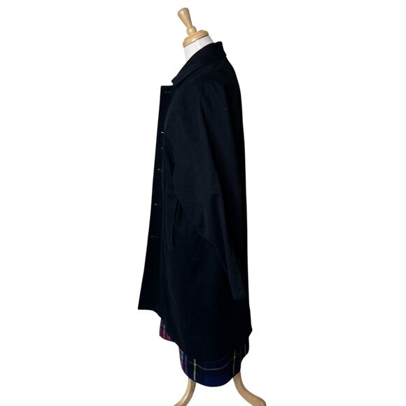 2.7 AUGUST APPAREL Long Black Plaid Wool Blend Lined Button Up Coat Size Small - Picture 4 of 10